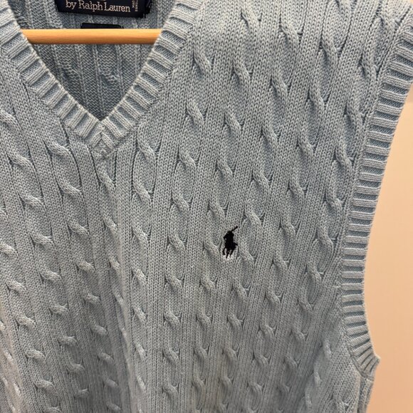 Ralph Lauren Cable Knit Sweater Vest Blue Size Large - Picture 3 of 11